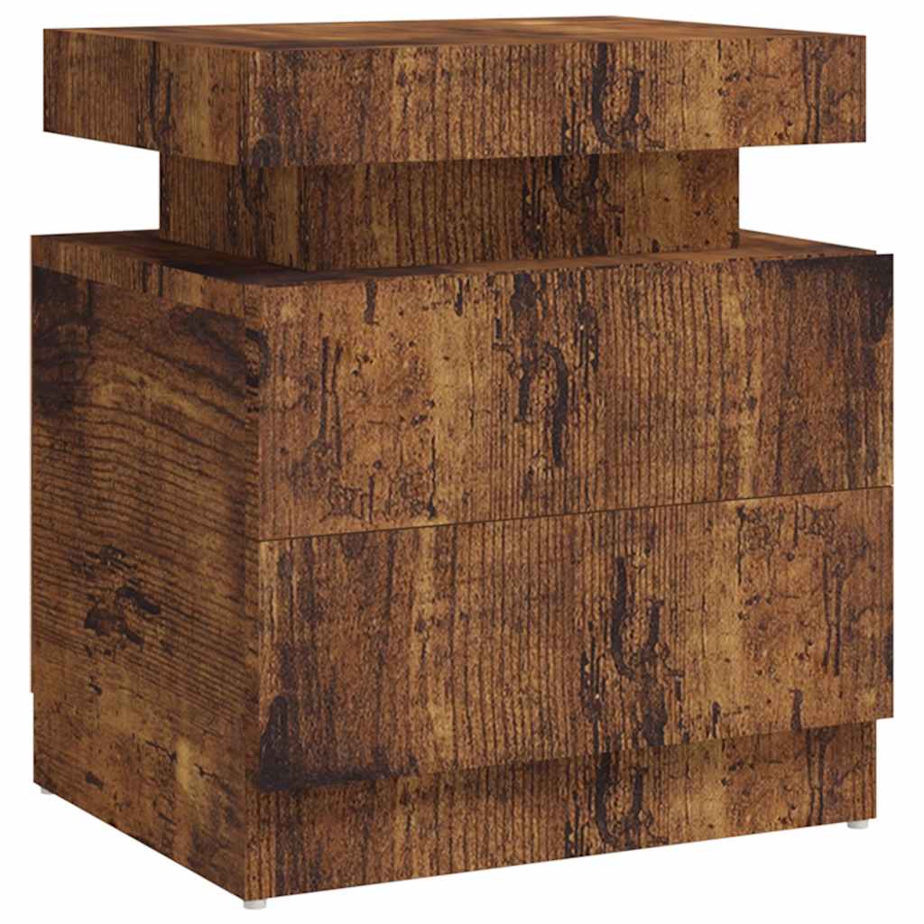 Vidaxl nachtkastje 45x35x52 cm bewerkt hout gerookt eikenkleurig