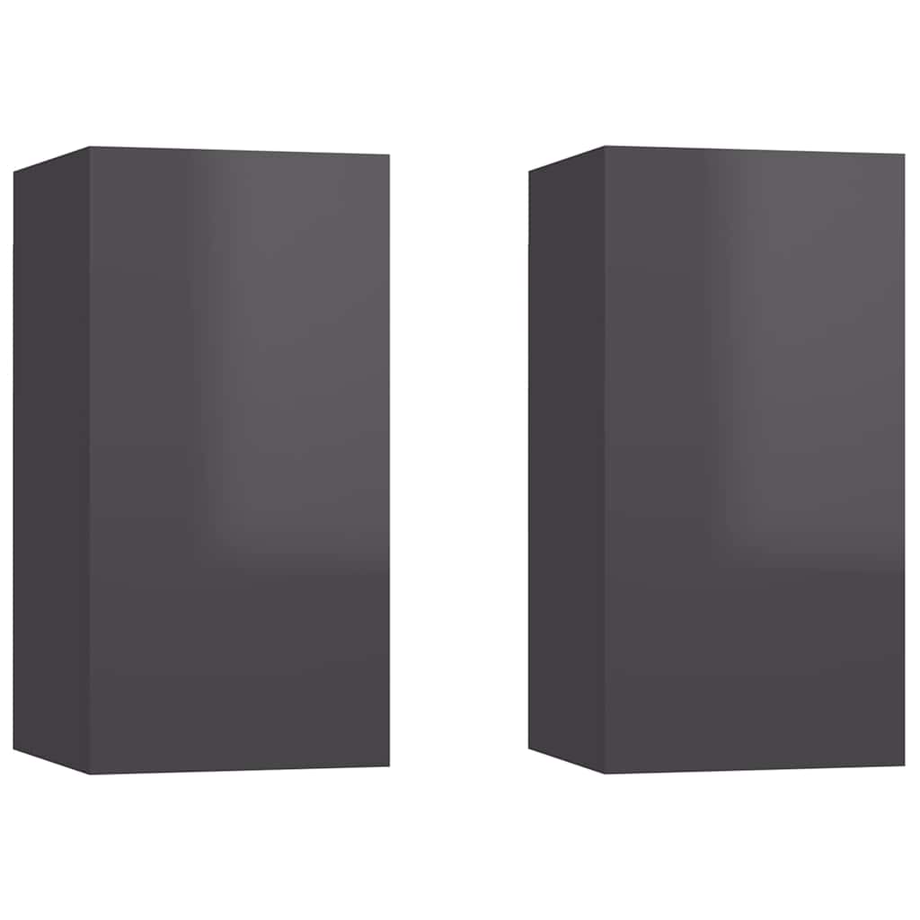 Vidaxl tv-meubelen 2 st 30,5x30x60 cm bewerkt hout hoogglans grijs