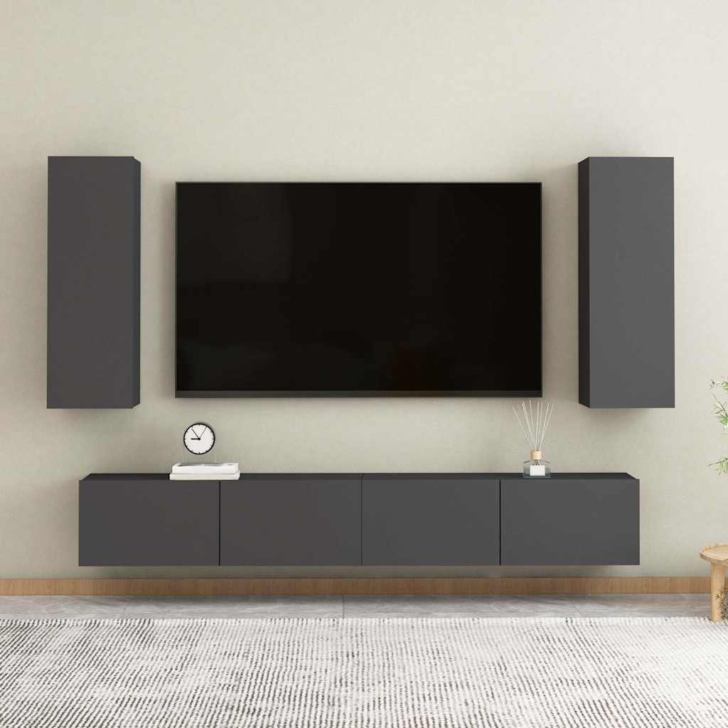 Vidaxl tv-meubelen 2 st 30,5x30x60 cm bewerkt hout hoogglans grijs
