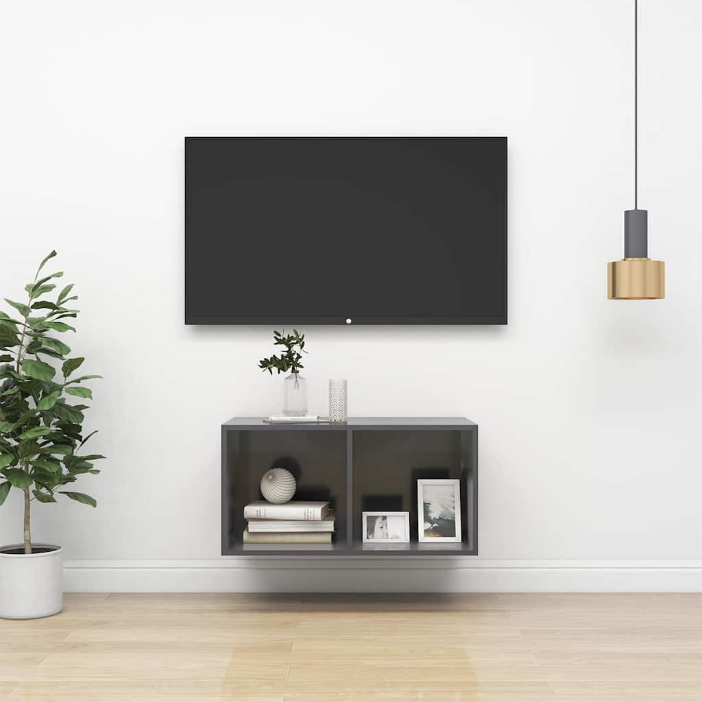 Vidaxl tv-wandmeubel 37x37x72 cm bewerkt hout hoogglans grijs