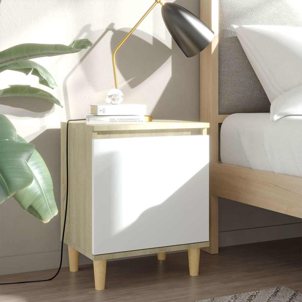 Vidaxl nachtkastjes 2 st met houten poten 40x30x50 cm sonoma eiken wit