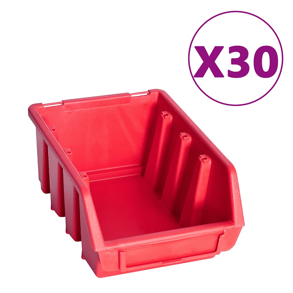 Vidaxl 136 -delige opslagbakkenset met wandpanelen rood en zwart