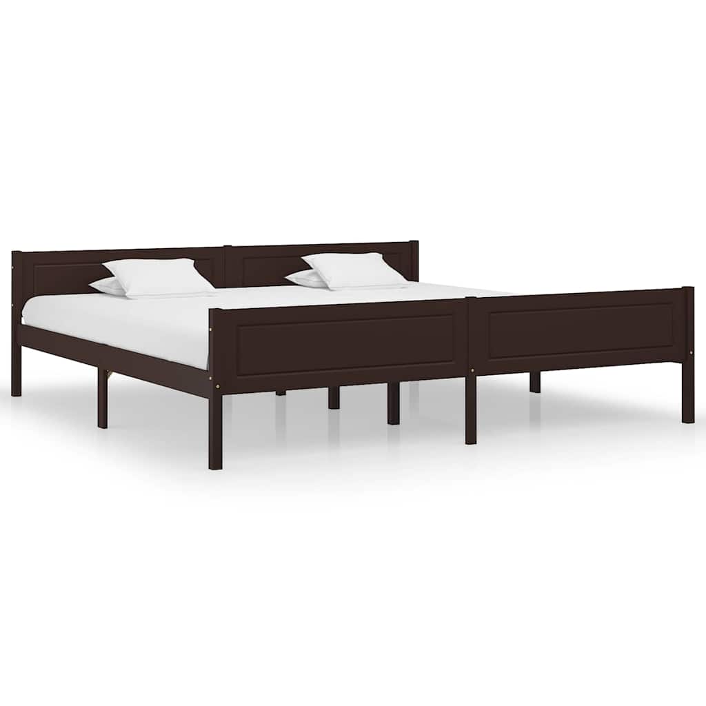 Vidaxl bedframe massief grenenhout donkerbruin 200x200 cm