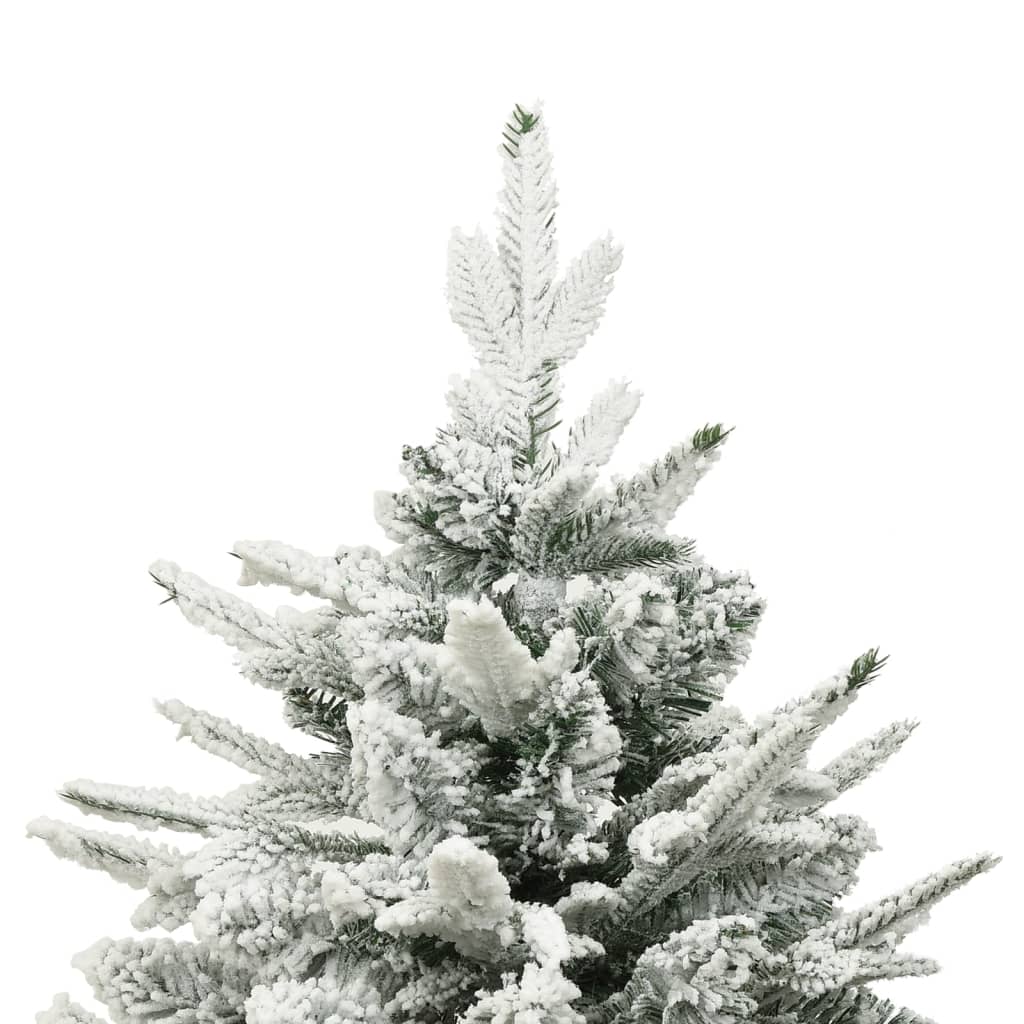 Vidaxl kunstkerstboom met sneeuwvlokken 210 cm pvc en pe groen