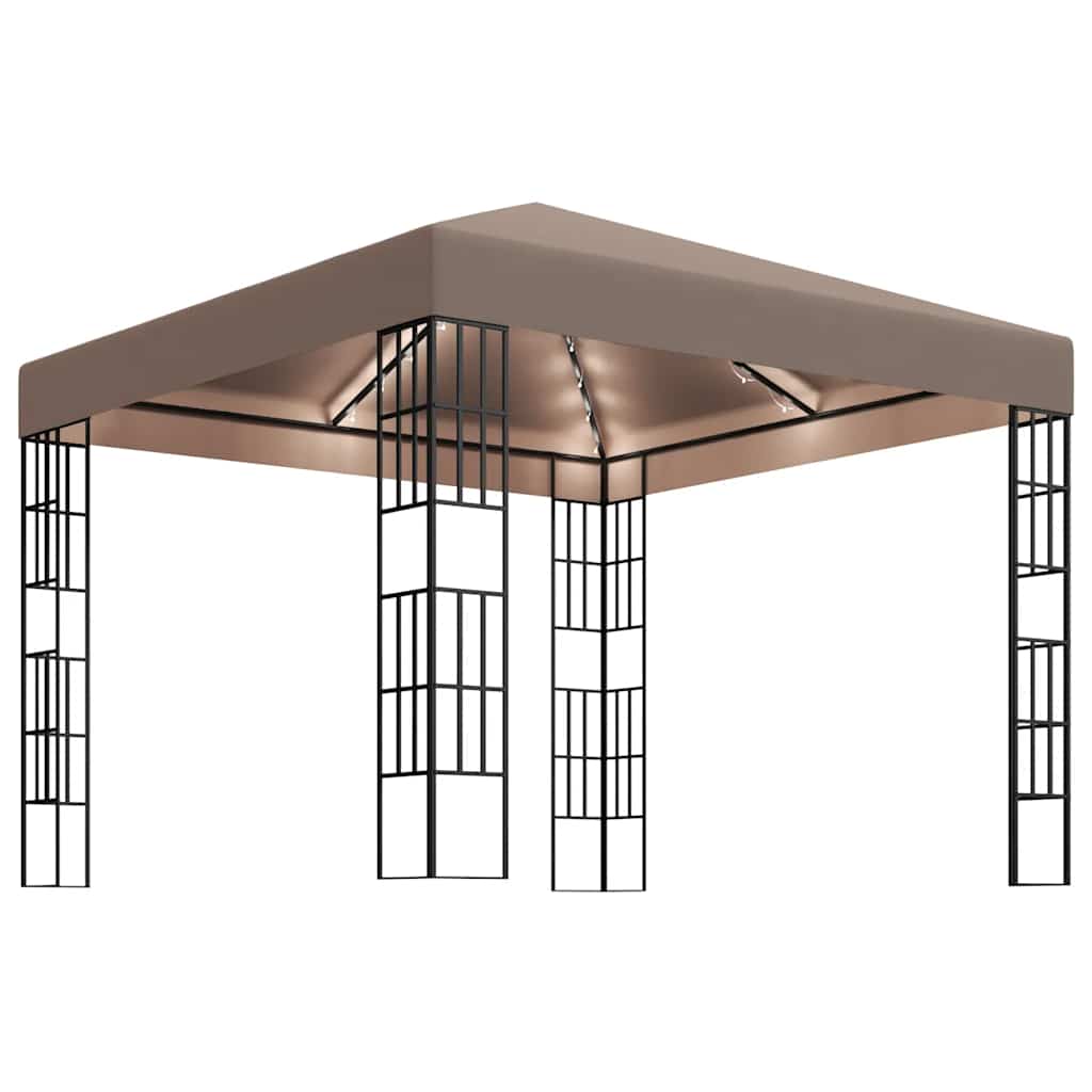 Vidaxl prieel met led-lichtslinger 3x3 m taupe