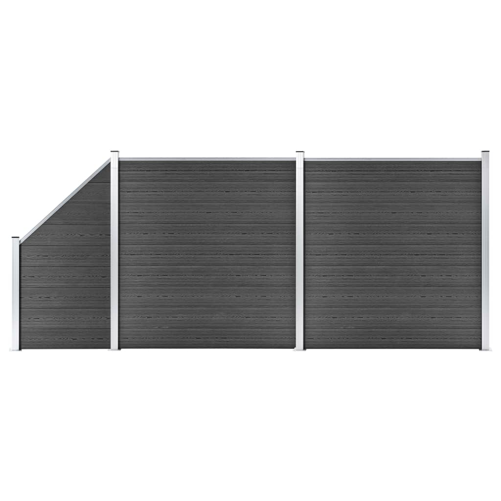VidaXL Schuttingpanelenset 446x(105-186) cm HKC zwart