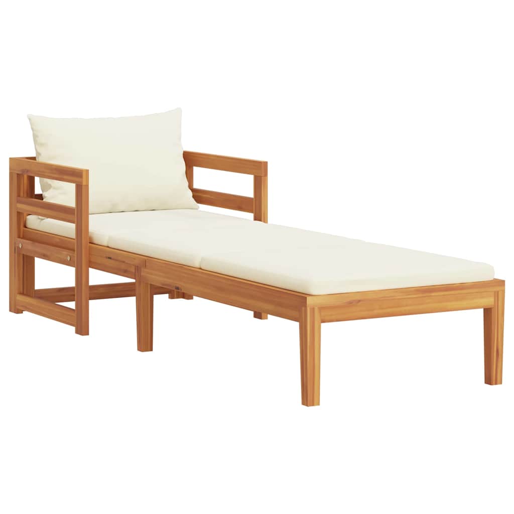Vidaxl ligbed met crèmekleurige kussens massief acaciahout