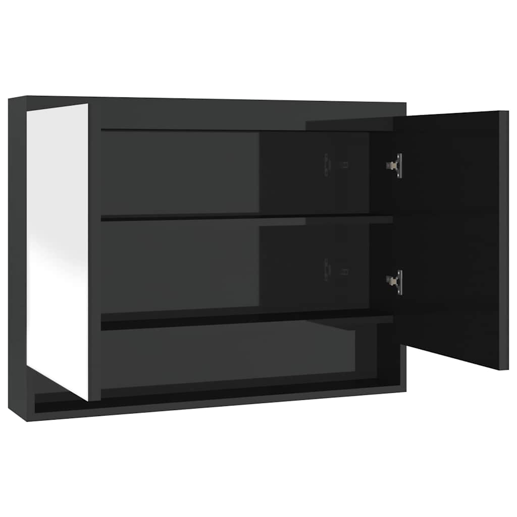 Vidaxl badkamerkast met spiegel 80x15x60 cm mdf glanzend zwart