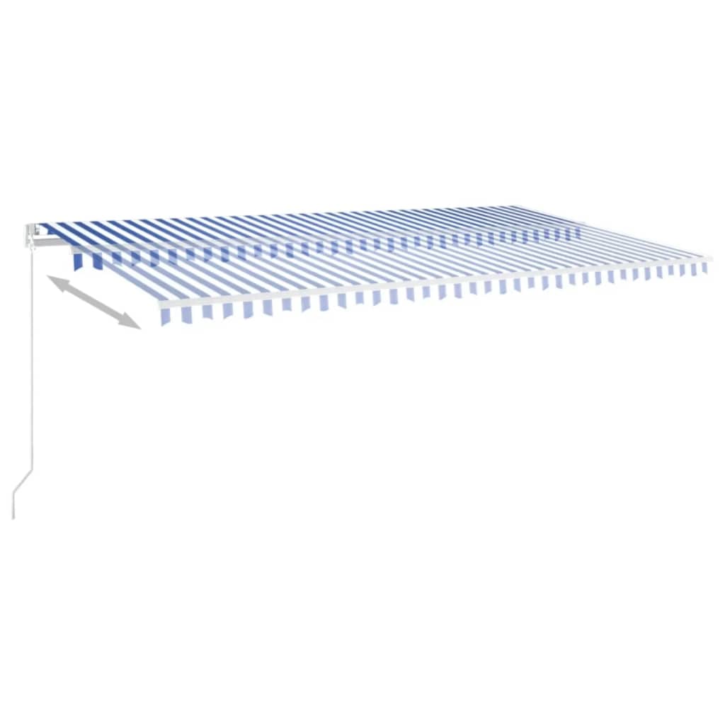VidaXL Luifel handmatig uittrekbaar met LED 600x350 cm blauw en wit