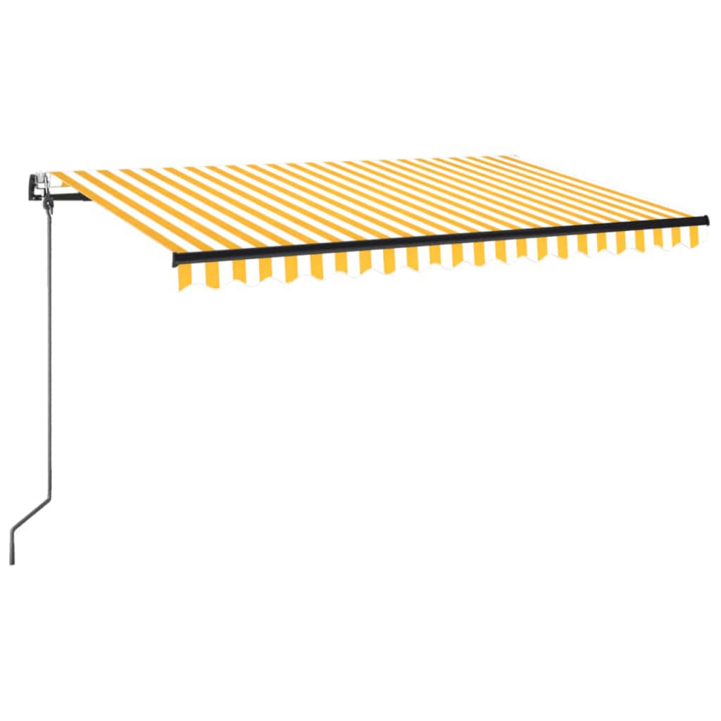 VidaXL Luifel automatisch met LED en windsensor 450x350 cm geel wit