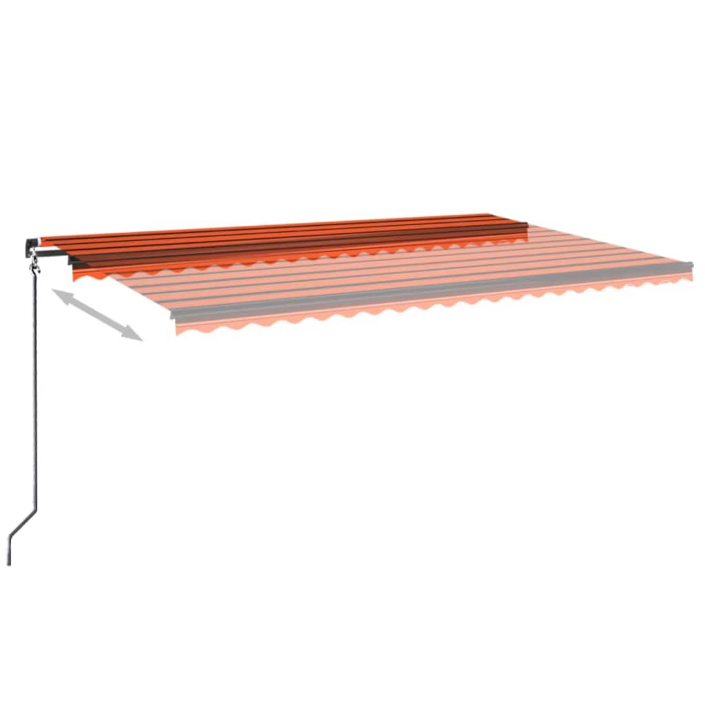 VidaXL Luifel handmatig uittrekbaar met LED 500x350 cm oranje en bruin
