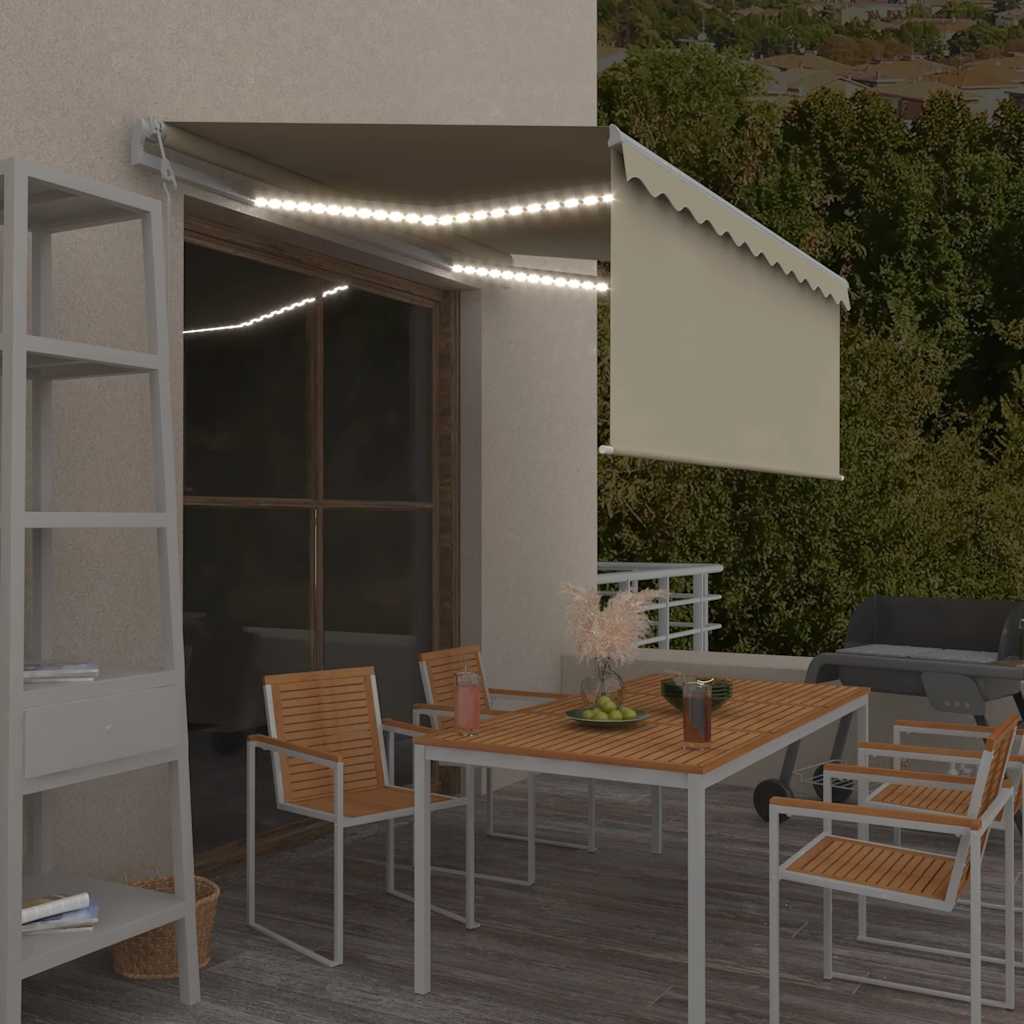 Vidaxl luifel automatisch met gordijn, led en windsensor 3x2,5 m crème