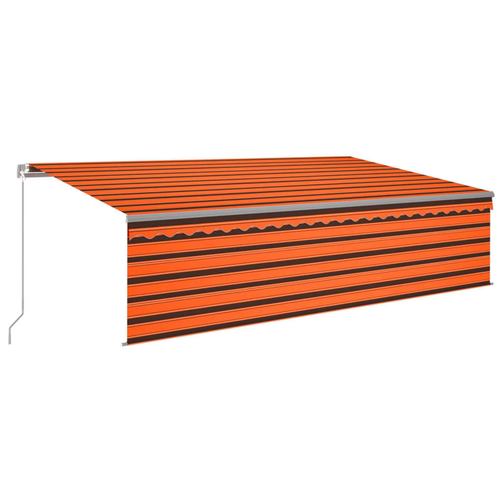 VidaXL Luifel handmatig uittrekbaar rolgordijn LED 5x3 m oranje bruin