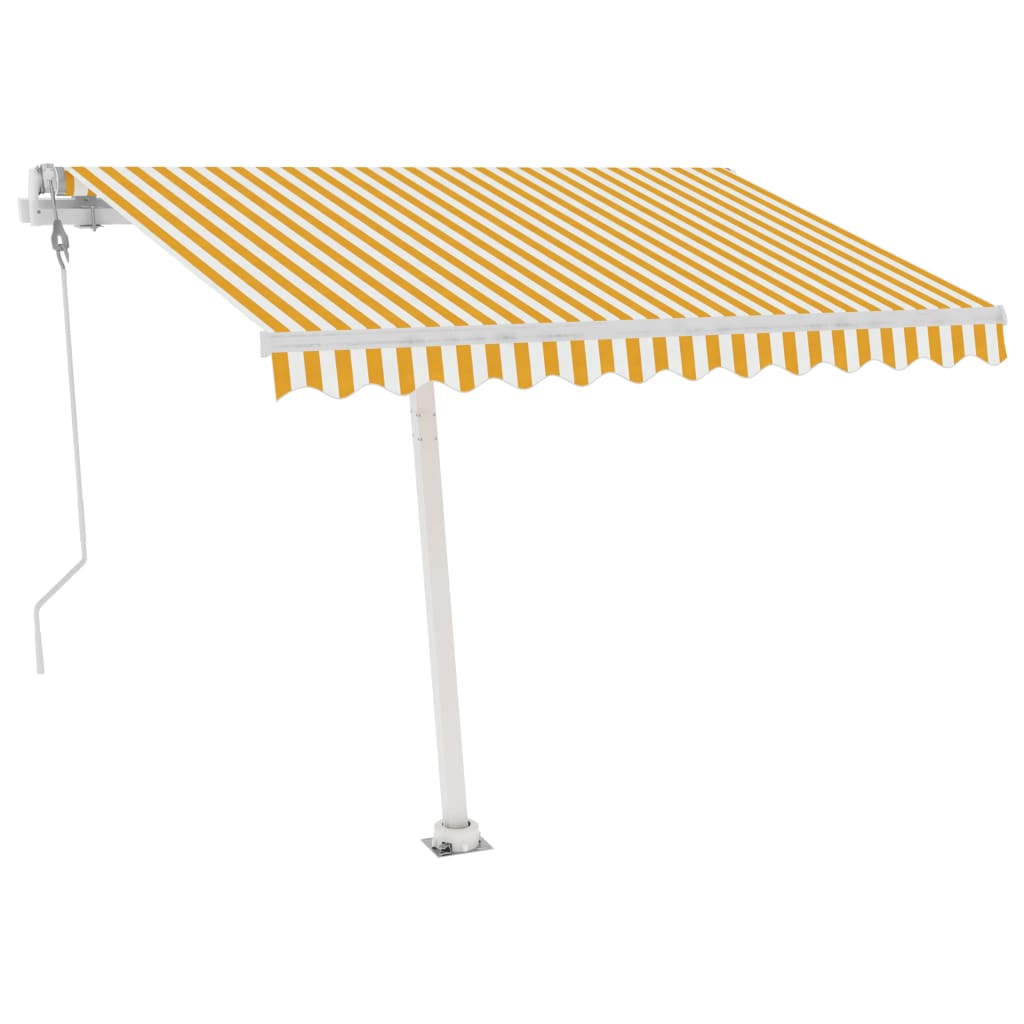 VidaXL Luifel vrijstaand automatisch 300x250 cm geel en wit