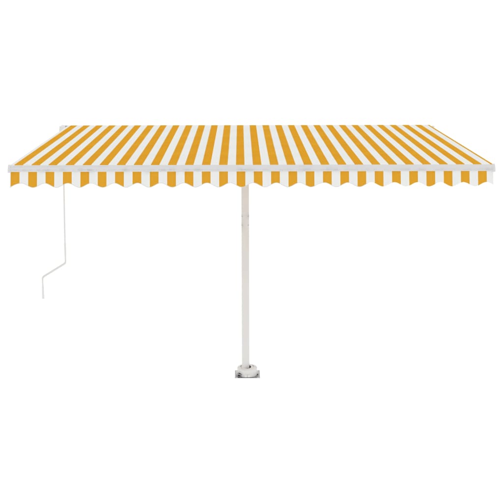 VidaXL Luifel vrijstaand handmatig uittrekbaar 450x350 cm geel en wit