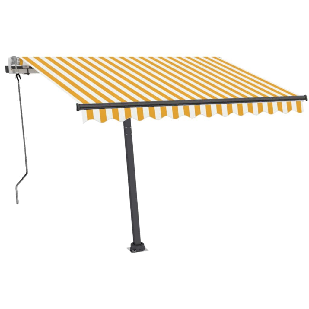 VidaXL Luifel handmatig uittrekbaar met LED 350x250 cm geel en wit