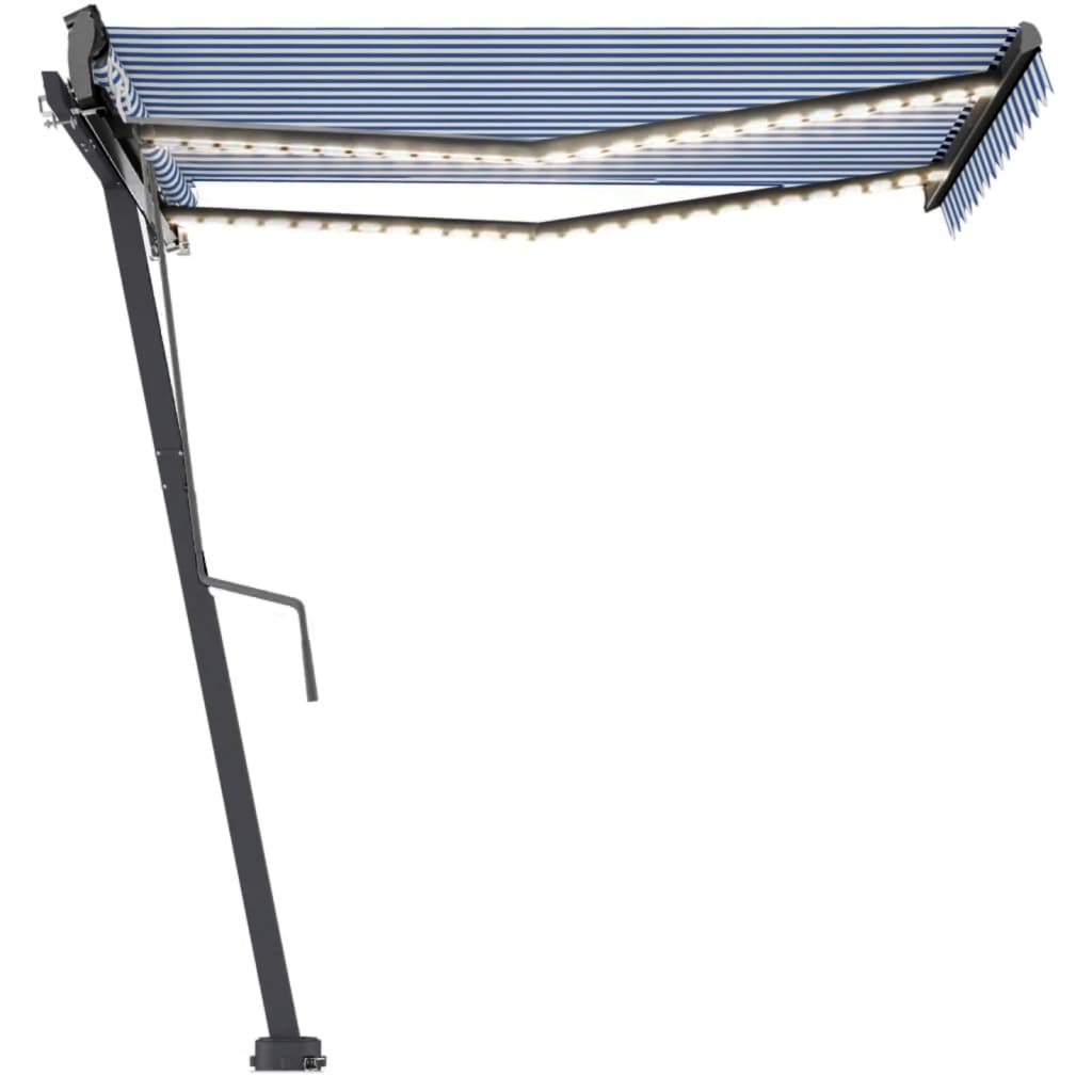 VidaXL Luifel automatisch met LED en windsensor 350x250 cm blauw wit
