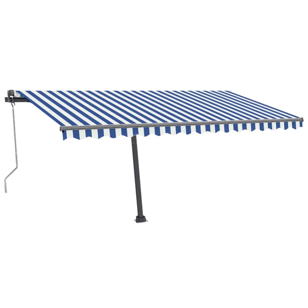 VidaXL Luifel vrijstaand automatisch 400x300 cm blauw en wit