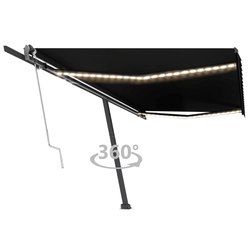 VidaXL Luifel automatisch met LED en windsensor 500x300 cm antraciet