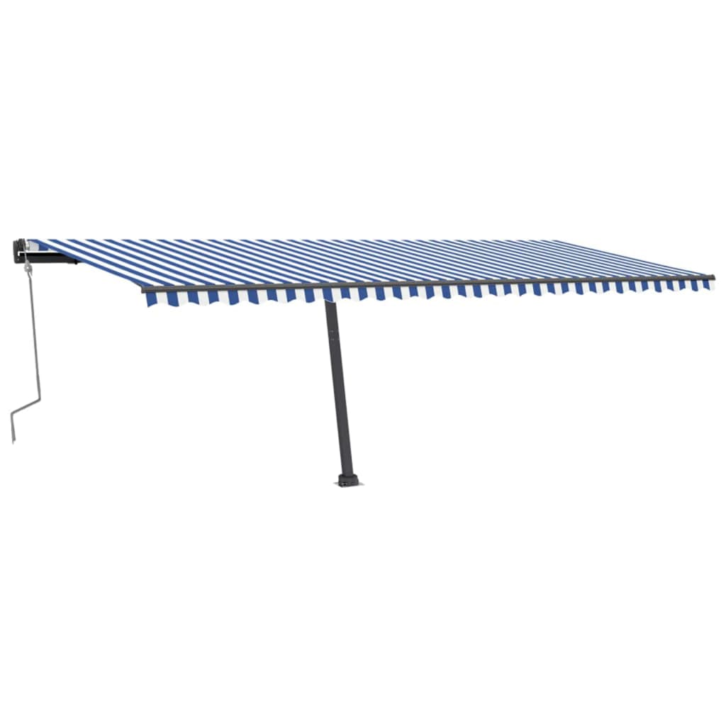 VidaXL Luifel vrijstaand handmatig uittrekbaar 600x300 cm blauw en wit