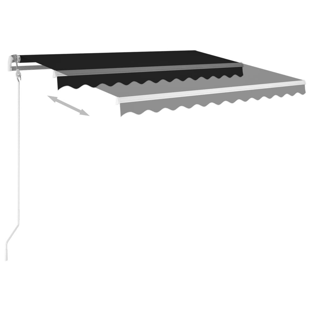 VidaXL Luifel handmatig uittrekbaar met LED 3x2,5 m antracietkleurig