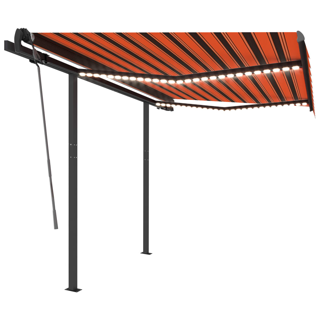 VidaXL Luifel handmatig uittrekbaar met LED 3,5x2,5 m oranje en bruin