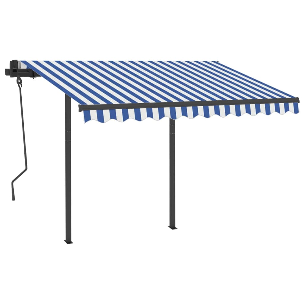 VidaXL Luifel automatisch met LED en windsensor 3,5x2,5 m blauw en wit