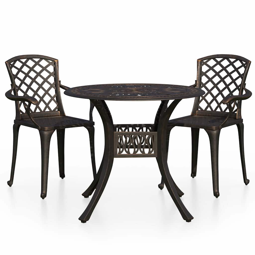Vidaxl 3-delige bistroset gietaluminium bronskleurig