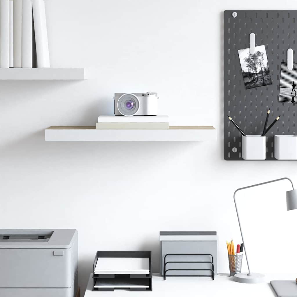 Vidaxl wandschap zwevend 60x23,5x3,8 cm mdf eikenkleurig en wit