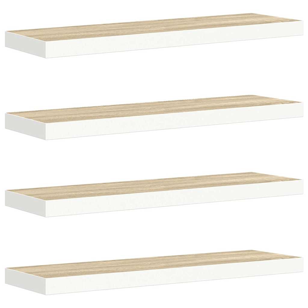 Vidaxl wandschappen zwevend 4 st 80x23,5x3,8 cm mdf eikenkleurig wit