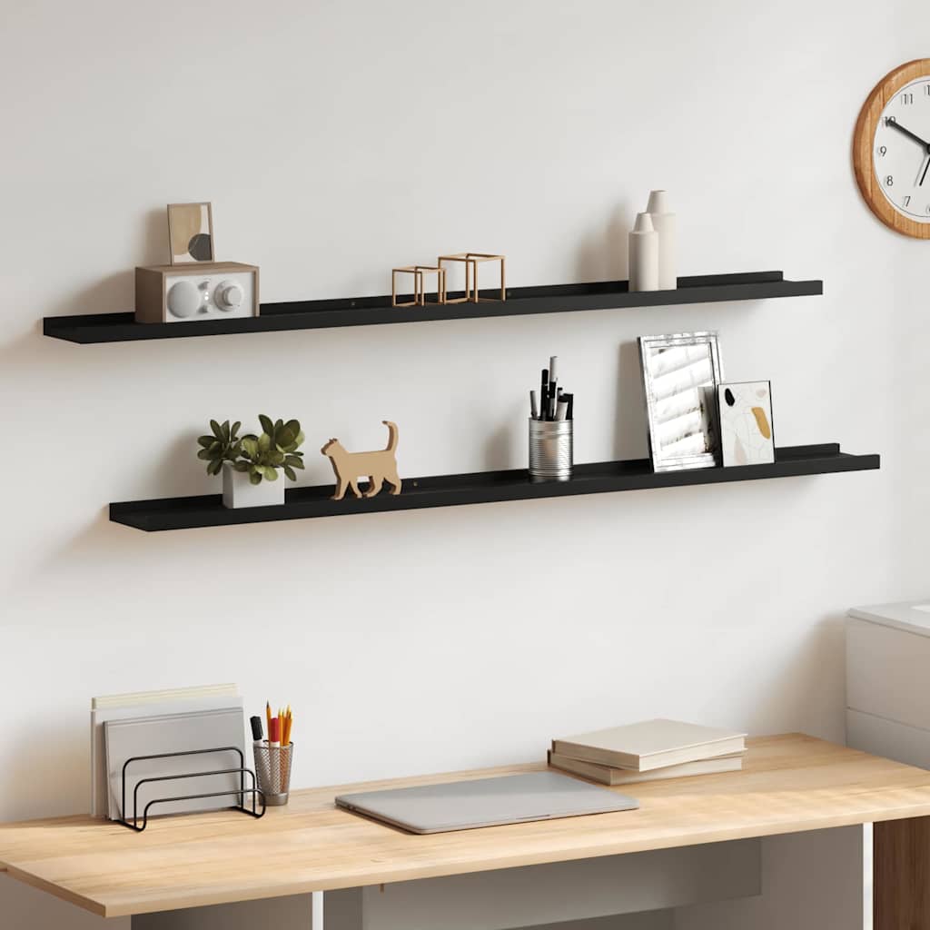 Vidaxl wandschappen 2 st 115x9x3 cm zwart