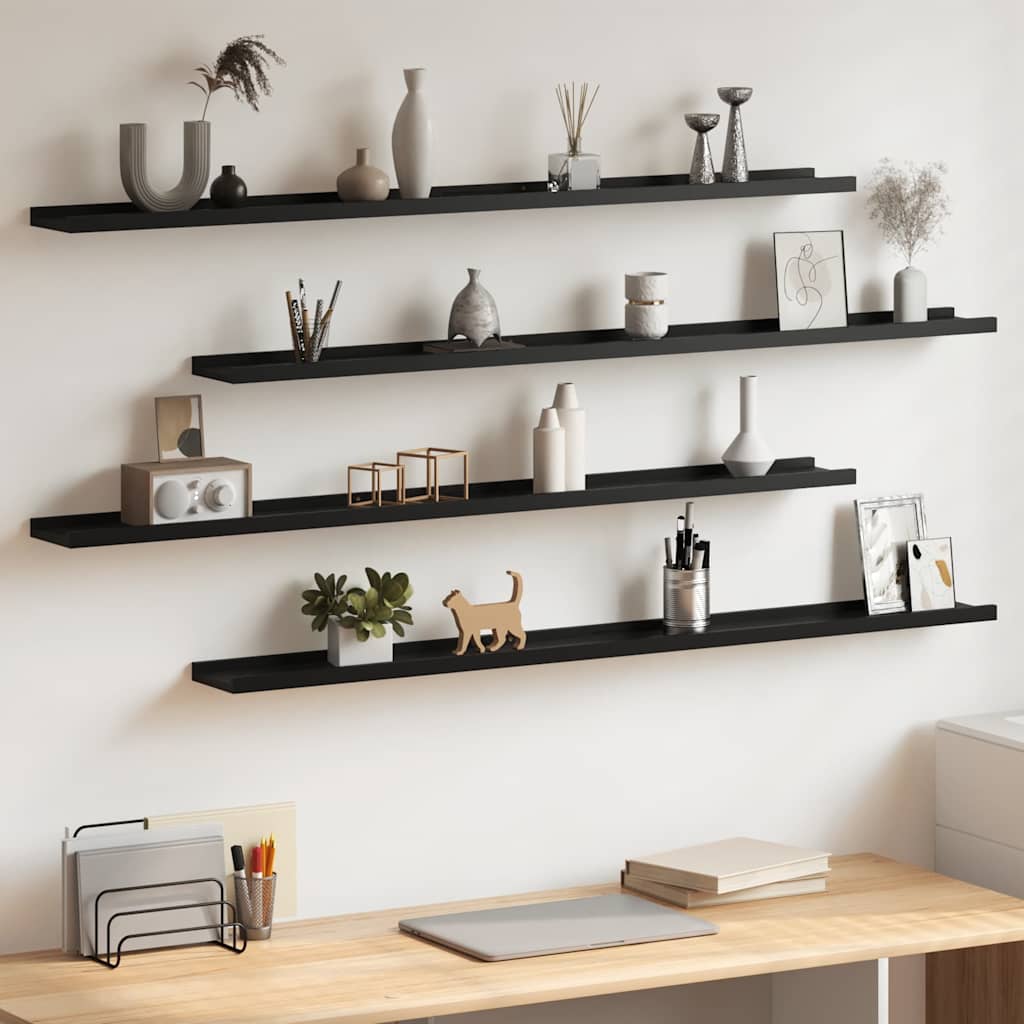 Vidaxl wandschappen 4 st 115x9x3 cm zwart