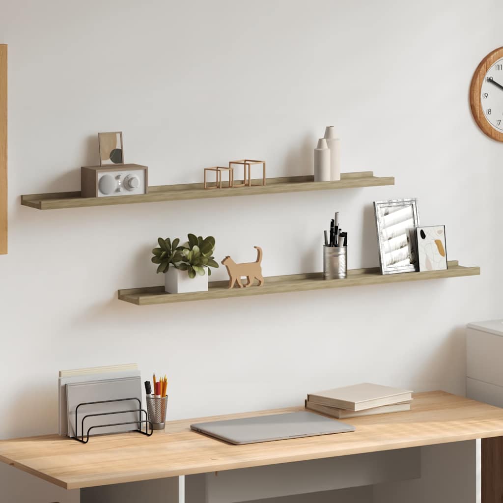 Vidaxl wandschappen 2 st 100x9x3 cm sonoma eikenkleurig
