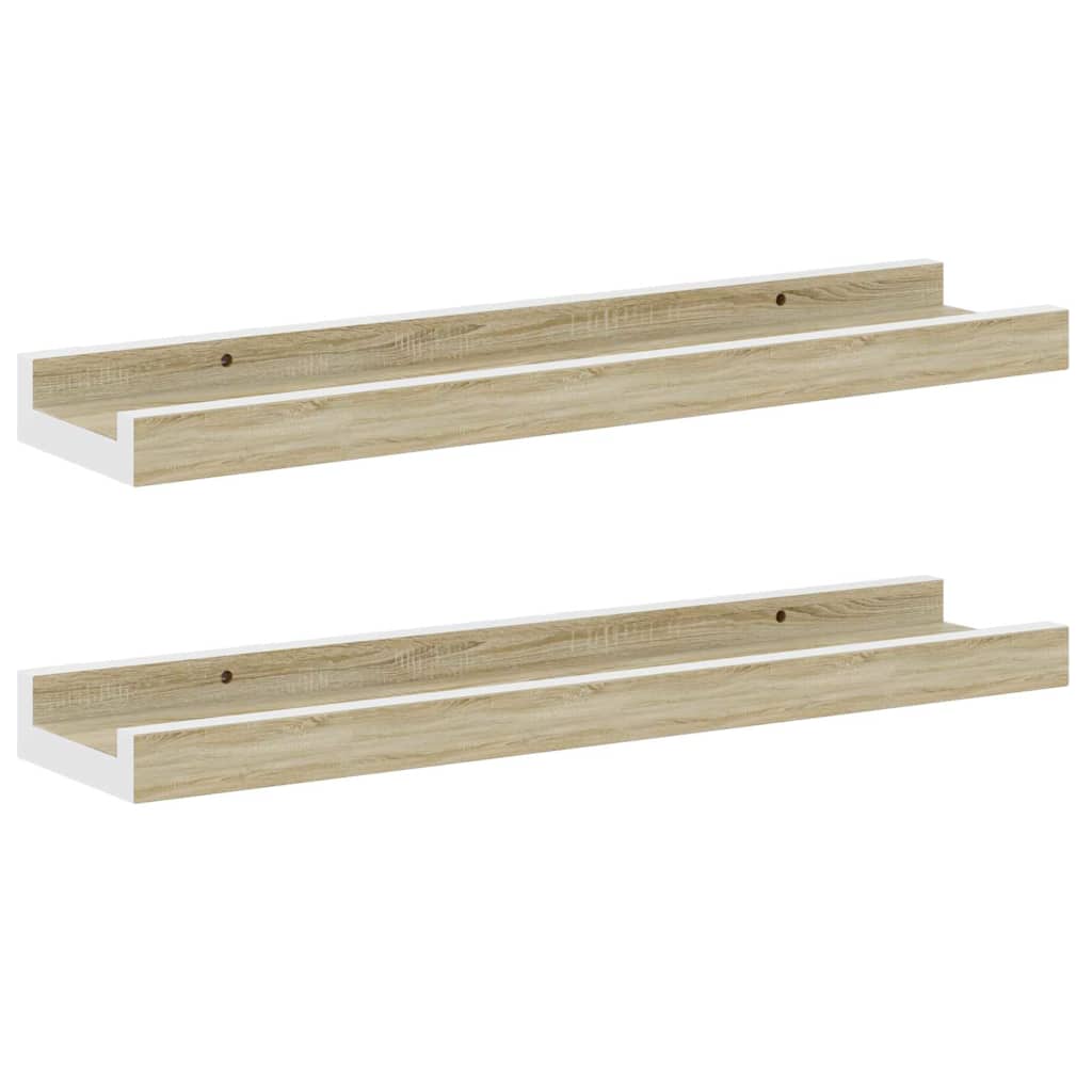 Vidaxl wandschappen 2 st 40x9x3 cm wit sonoma eikenkleurig