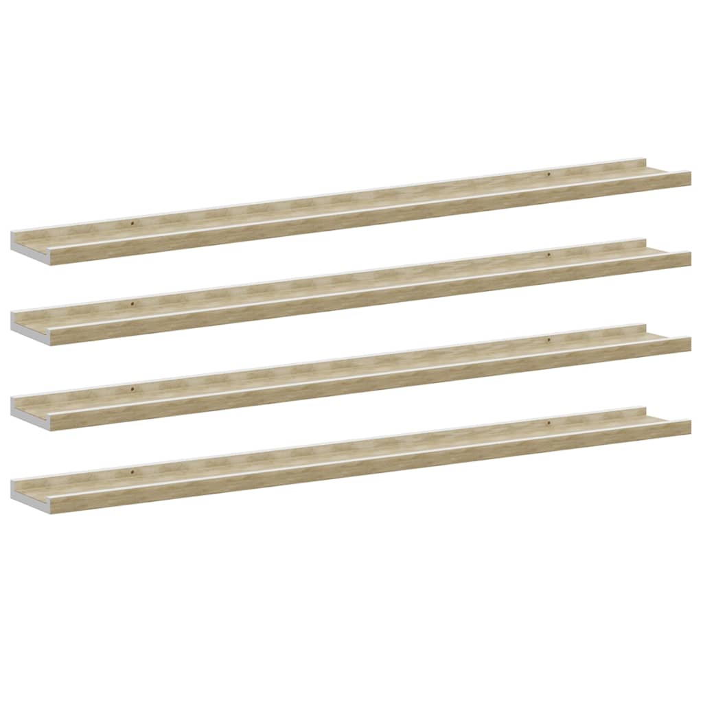 Vidaxl wandschappen 4 st 100x9x3 cm wit en sonoma eikenkleurig