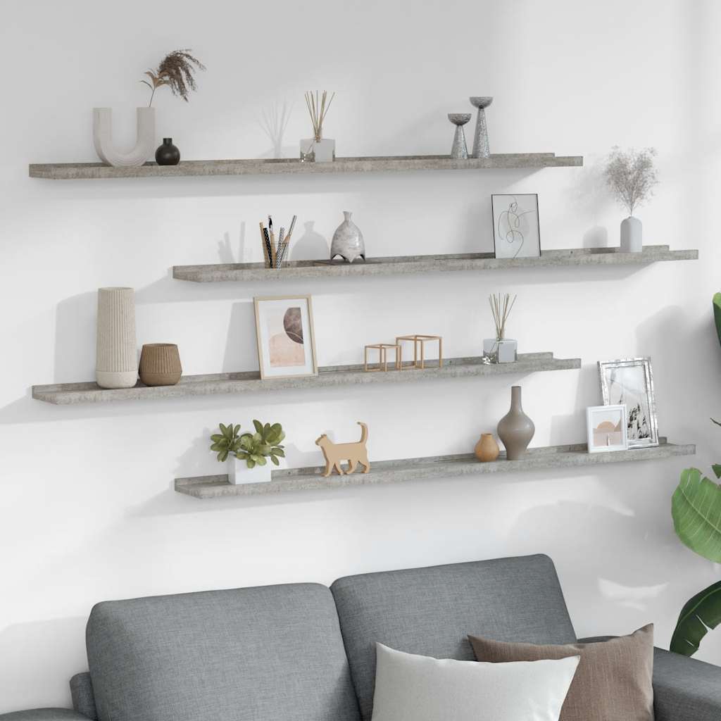Vidaxl wandschappen 4 st 115x9x3 cm betongrijs