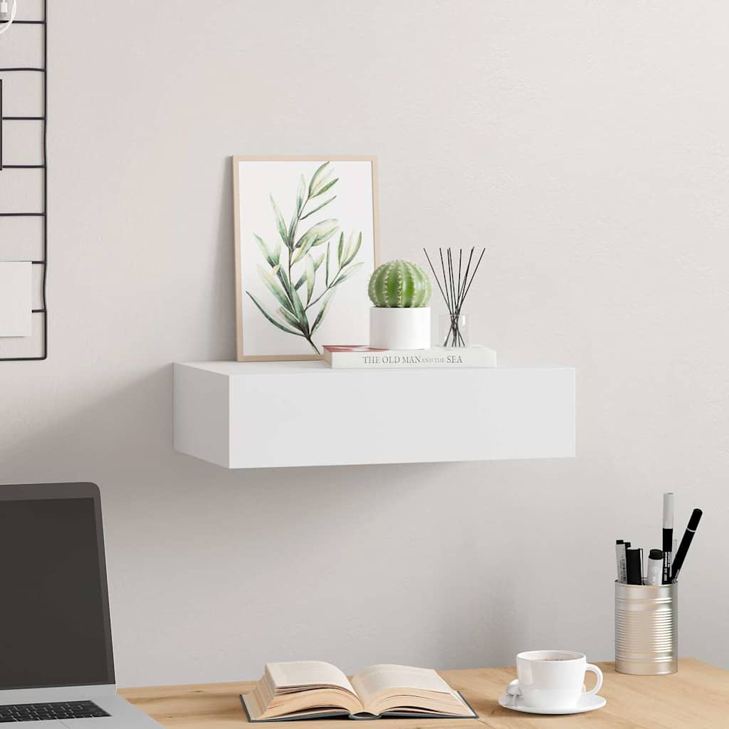 Vidaxl wandschap met lade 40x23,5x10 cm mdf wit