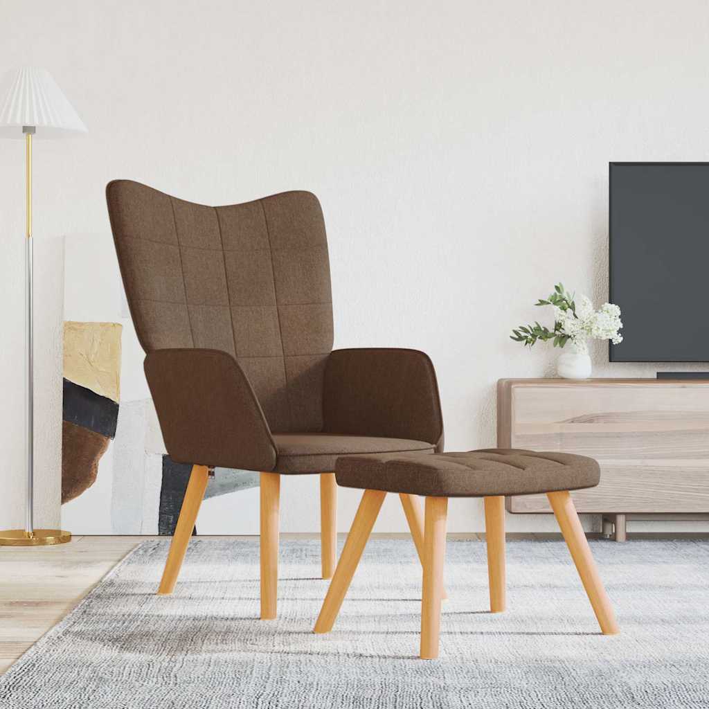 Vidaxl relaxstoel met voetenbank stof bruin