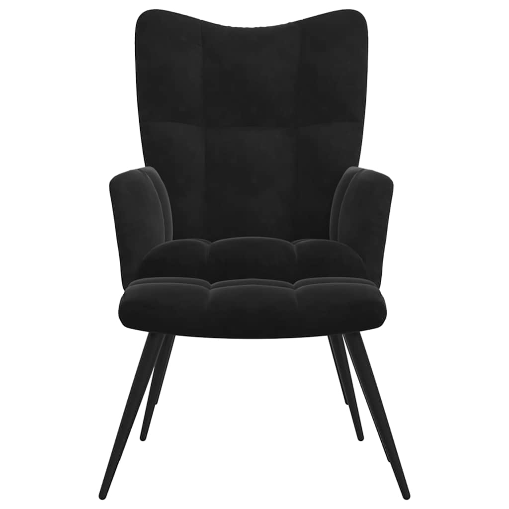 Vidaxl relaxstoel met kruk zwart fluweel