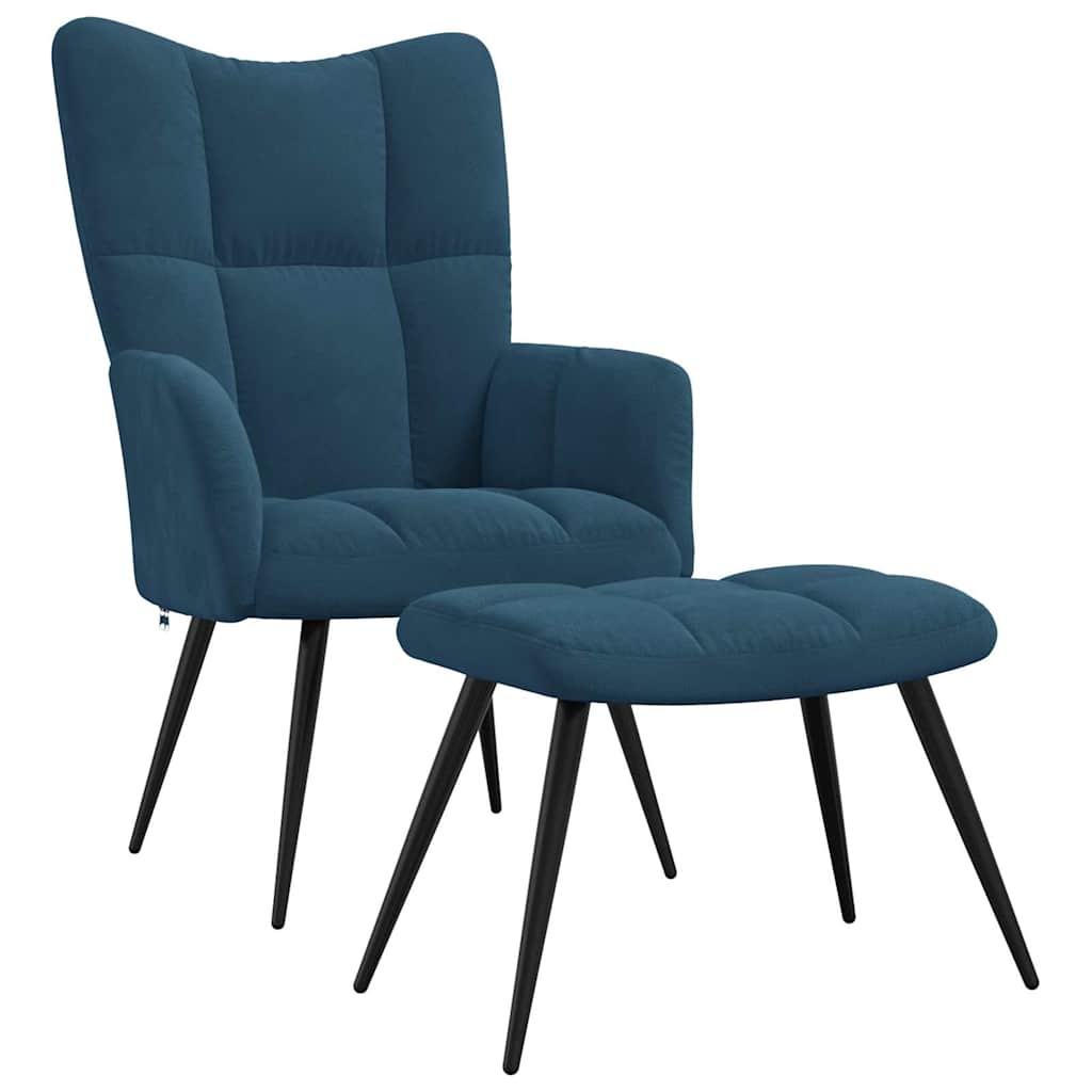 Vidaxl relaxstoel met voetenbank fluweel blauw