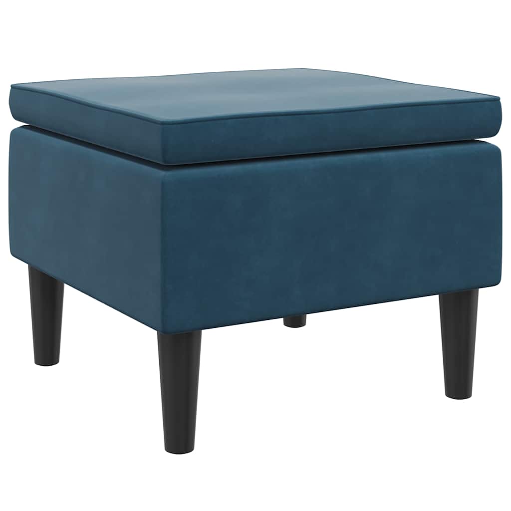 Vidaxl kruk met houten poten fluweel blauw