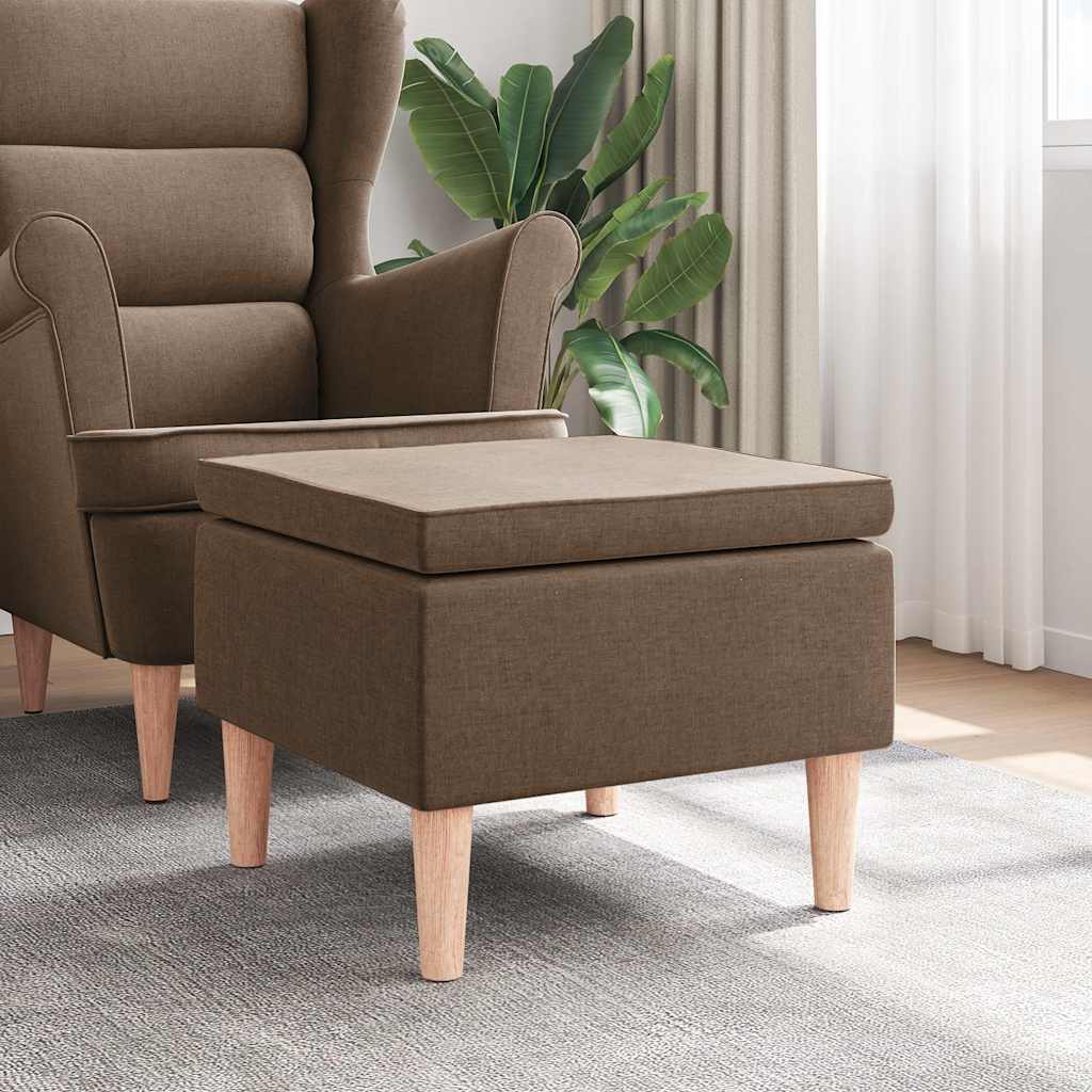 Vidaxl kruk met houten poten stof bruin