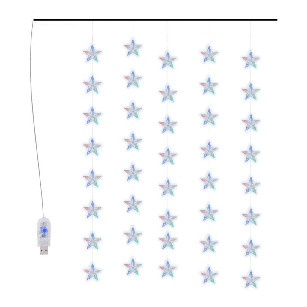 Vidaxl lichtsnoergordijn sterren met 200 led's 8 functies meerkleurig