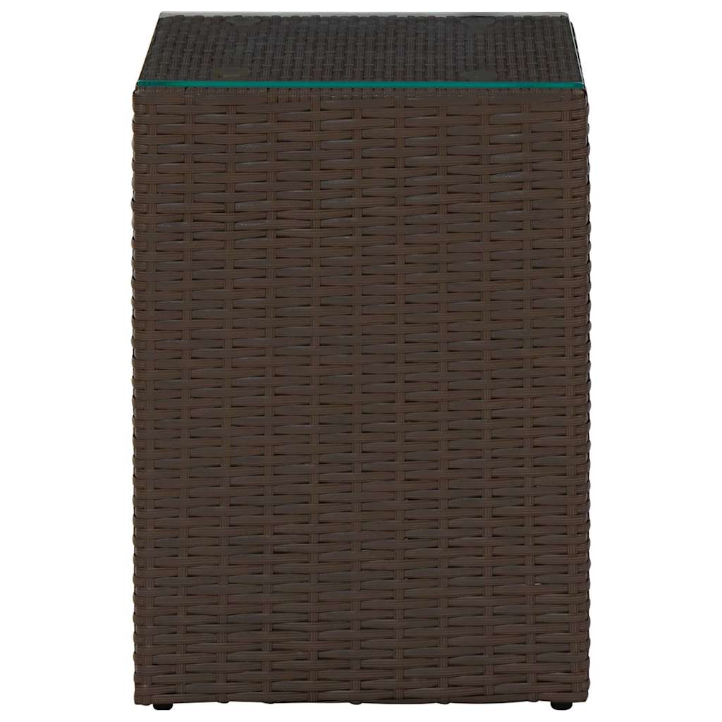 Vidaxl bijzettafel met glazen blad 35x35x52 cm poly rattan bruin