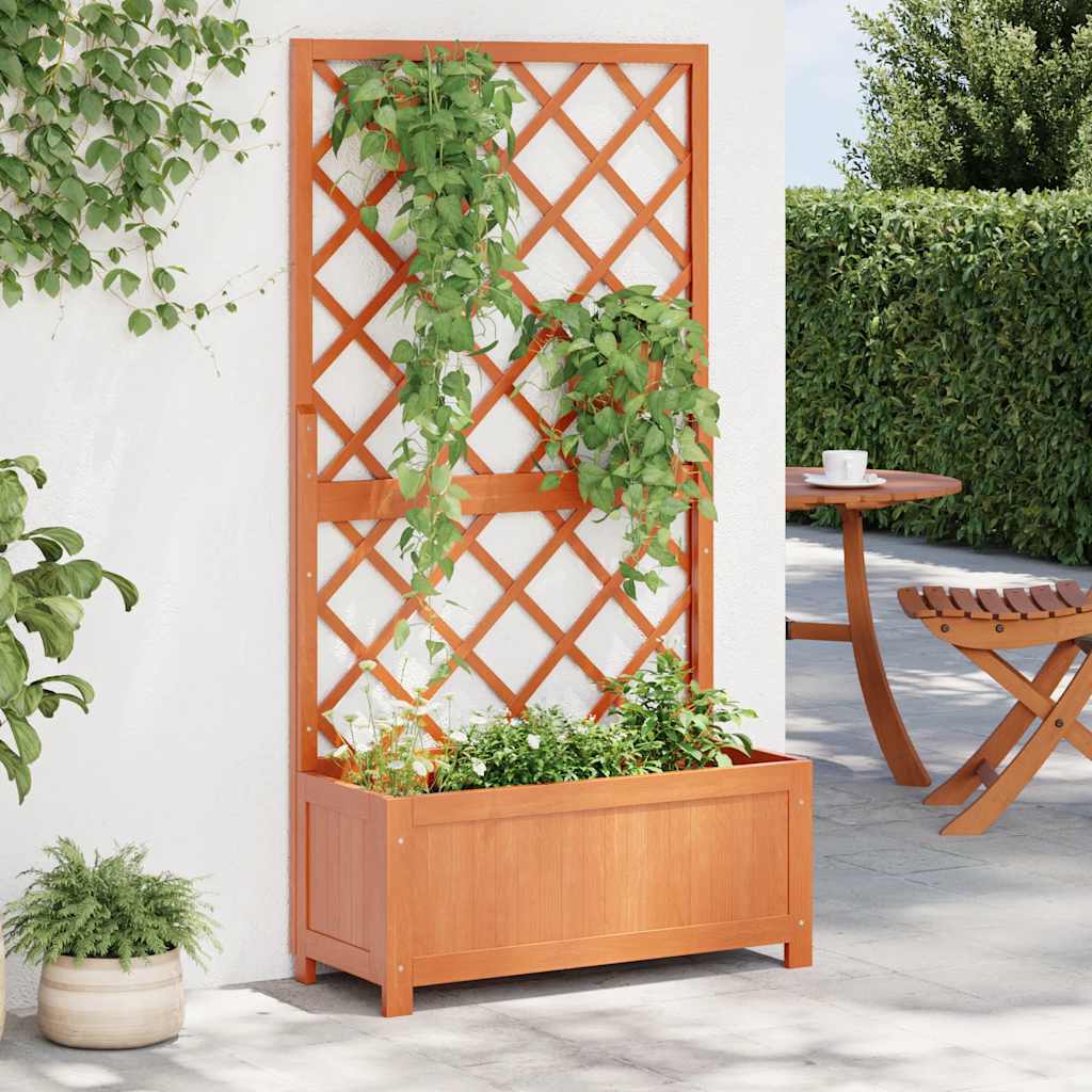 Vidaxl latwerkplantenbak 70x30x135 cm massief vurenhout bruin