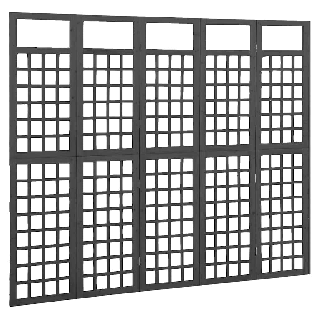 Vidaxl kamerscherm trellis met 5 panelen 201,5x180 cm vurenhout zwart