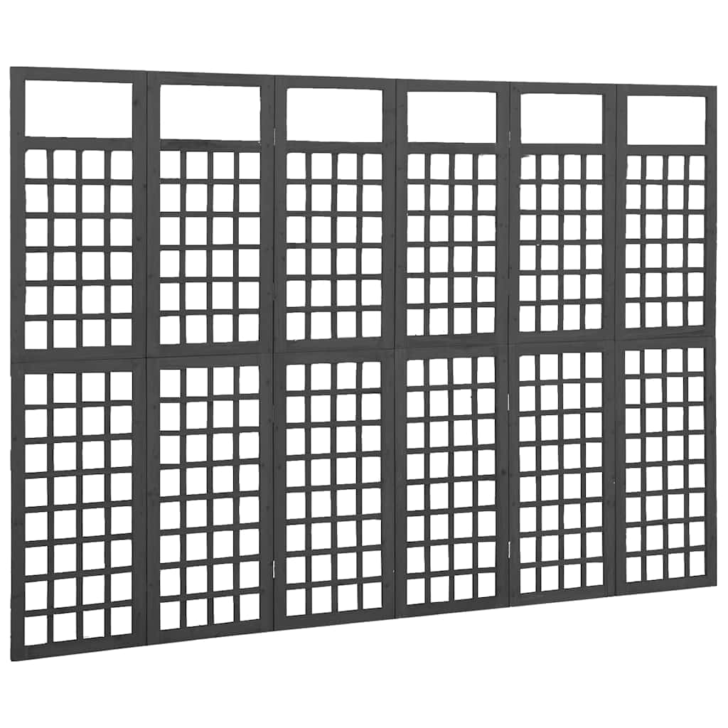 Vidaxl kamerscherm trellis met 6 panelen 242,5x180 cm vurenhout zwart