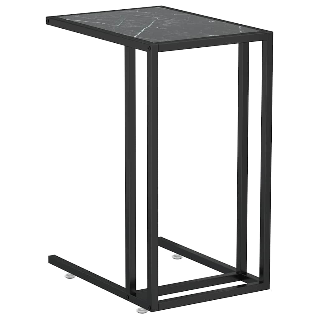 Vidaxl computer bijzettafel 50x35x65 cm gehard glas zwartmarmerkleurig