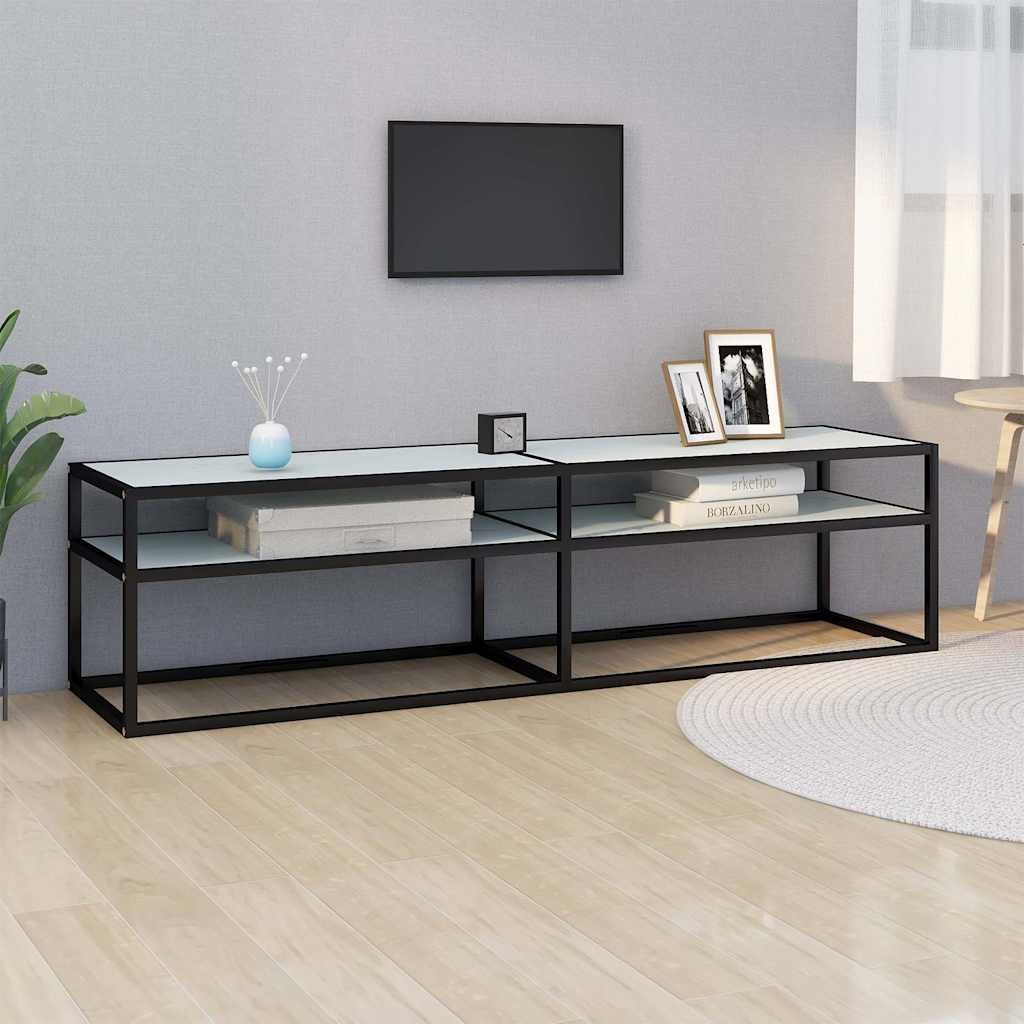 Vidaxl tv-meubel 160x40x40,5 cm gehard glas witmarmerkleurig