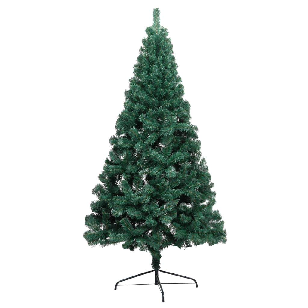 VidaXL Kunstkerstboom met verlichting en kerstballen half 210 cm groen